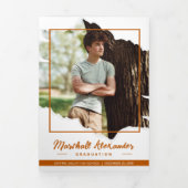 Burnt Orange Edgy Abstrakt Torn Foto Abschluss Dreifach Gefaltete Einladung (Cover)