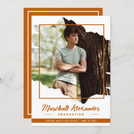 Burnt Orange Edgy Abstrakt Torn Foto Abschluss Einladung