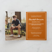 Burnt Orange Edgy Abstrakt Torn Foto Abschluss Einladung (Innenseite)