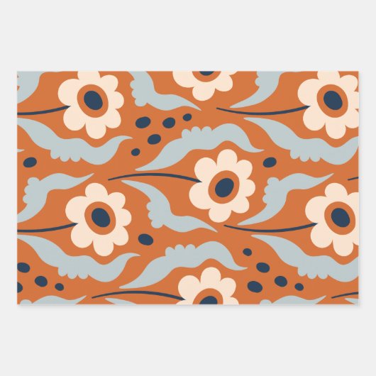 Burnt Orange Egg Blume Individuelle Name Geschenkpapier Set (Vorderseite 2)