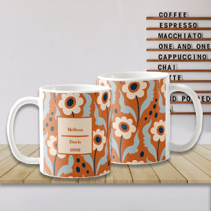 Burnt Orange Egg Blume Individuelle Name Kaffeetasse