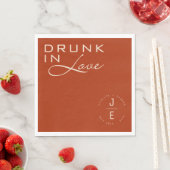 Burnt Orange Elegant Monogram Chic Minimalskript Serviette (Beispiel)