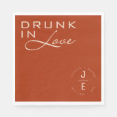 Burnt Orange Elegant Monogram Chic Minimalskript Serviette (Vorderseite)