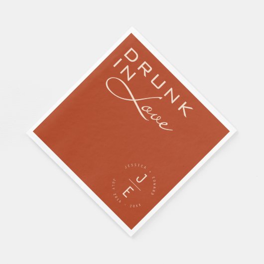 Burnt Orange Elegant Monogram Chic Minimalskript Serviette (Ecke)