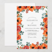 Burnt Orange Elegant Summer Wedding Einladung (Vorne/Hinten)