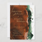 Burnt Orange & Emerald Green Wedding Einladung (Vorderseite)