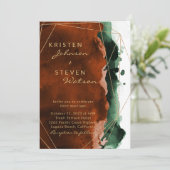 Burnt Orange & Emerald Green Wedding Einladung (Stehend Vorderseite)