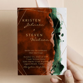 Burnt Orange & Emerald Green Wedding Einladung