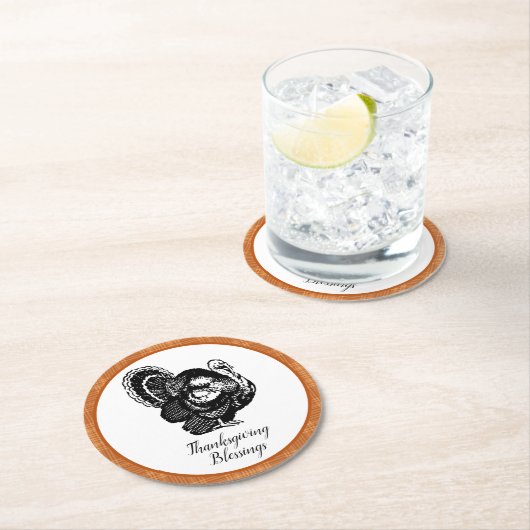 Burnt Orange Erntedank Runder Pappuntersetzer (Vor Ort)