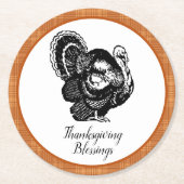 Burnt Orange Erntedank Runder Pappuntersetzer (Vorderseite)