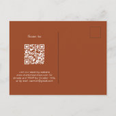 Burnt Orange Eukalyptus QR Code Details Hochzeit Einladungspostkarte (Rückseite)