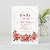 Burnt Orange Fall Baby Dusche Blumenladen Einladung (Stehend Vorderseite)