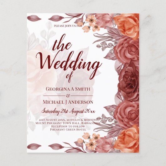 Burnt Orange FALL Botanische WEDD Flyer (Vorne)