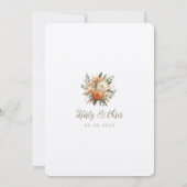 Burnt Orange Fall Bouquet Elopement Empfang Einladung (Rückseite)