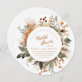 Burnt Orange Fall Floral Überraschung Brautparty Einladung (Vorne/Hinten)