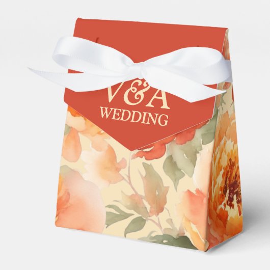 Burnt Orange Fall Floral Wedding Geschenkschachtel (Vorderseite)