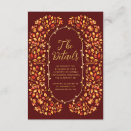 Burnt Orange Fall Rustikale Blätter Hochzeitsdetai Begleitkarte