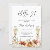 Burnt Orange Floral and Glasses 21. Geburtstag