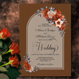 Burnt Orange Floral Arch Beige Terracotta Wedding Einladung