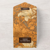 Burnt Orange Floral Art Nouveau Wedding All In One Einladung (Außenbereich)