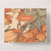 Burnt Orange Floral Art Nouveau Wedding All In One Einladung (Rückseite)