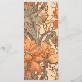 Burnt Orange Floral Art Nouveau Wedding Menükarte (Rückseite)