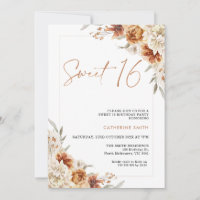 Burnt Orange Floral Boho Sweet 16 Geburtstag