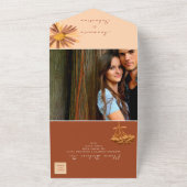 Burnt Orange Floral Boho Wedding All In One Einladung (Außenbereich)