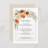 Burnt Orange Floral Boho Wedding Details Card Begleitkarte (Vorne/Hinten)