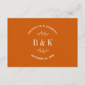 Burnt Orange Floral Botanical Wedple Name Begleitkarte (Rückseite)