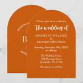 Burnt Orange Floral Botanical Wedple Name Einladung (Vorne/Hinten)