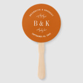 Burnt Orange Floral Botanical Wedple Name Fächer (Rückseite)