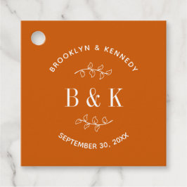 Burnt Orange Floral Botanical Wedple Name Geschenkanhänger