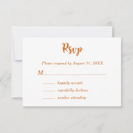 Burnt Orange Floral Botanical Wedple Name RSVP Karte