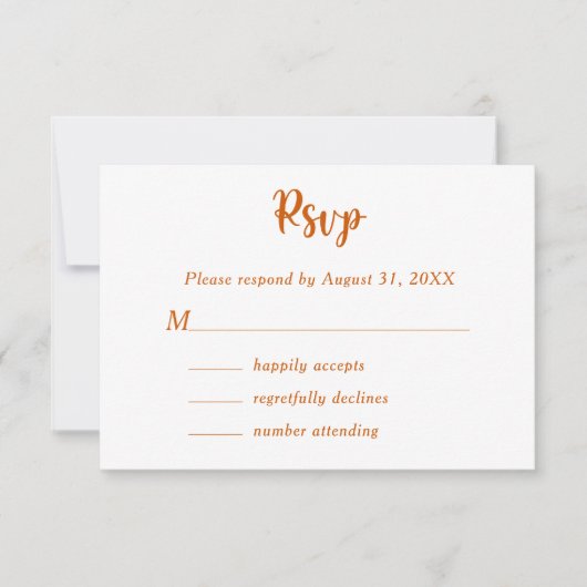 Burnt Orange Floral Botanical Wedple Name RSVP Karte (Vorderseite)