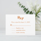 Burnt Orange Floral Botanical Wedple Name RSVP Karte (Stehend Vorderseite)