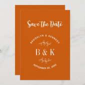 Burnt Orange Floral Botanical Wedple Name Save The Date (Vorne/Hinten)