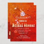 Burnt Orange Floral Disco Ball Brautparty Einladung (Vorne/Hinten)