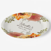 Burnt Orange Floral Herbst Brautparty Pappteller (Schrägansicht)