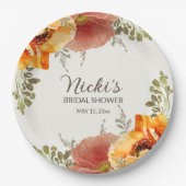 Burnt Orange Floral Herbst Brautparty Pappteller (Vorderseite)