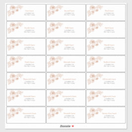 Burnt Orange Floral Line Art Guest Address Sticker
