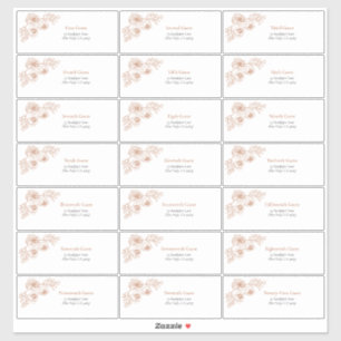 Burnt Orange Floral Line Art Guest Address Sticker