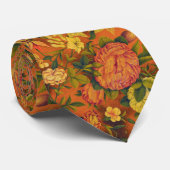 Burnt Orange Floral Muster Vintag Krawatte (Gerollt)