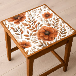 Burnt Orange Floral on White Seidenpapier