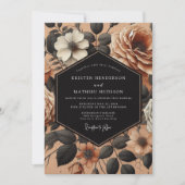 Burnt Orange Floral Opulence Wedding Einladung (Vorderseite)