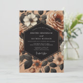 Burnt Orange Floral Opulence Wedding Einladung (Stehend Vorderseite)