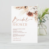 Burnt Orange Floral Pampas Grass Brautparty Einladung (Stehend Vorderseite)