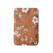 Burnt Orange Floral Pattern Badematte (Vorderseite Vertikal)