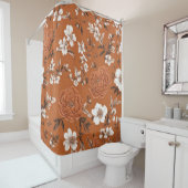 Burnt Orange Floral Pattern Duschvorhang (Beispiel)