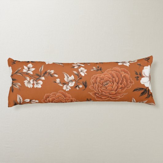 Burnt Orange Floral Pattern Seitenschläferkissen (Rückseite)
